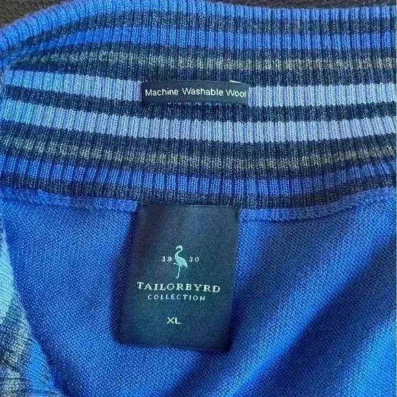 Set of 2 TailorByrd 1/4 Zip Washable Wool Blue Men’s Sweaters Size XL Royal/Navy - Picture 7 of 16